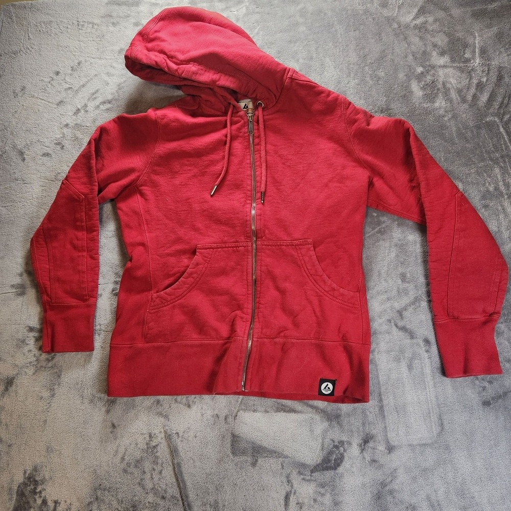 American Giant Hoodie Womens Large Red Classic Full Zip Fleece Made USA